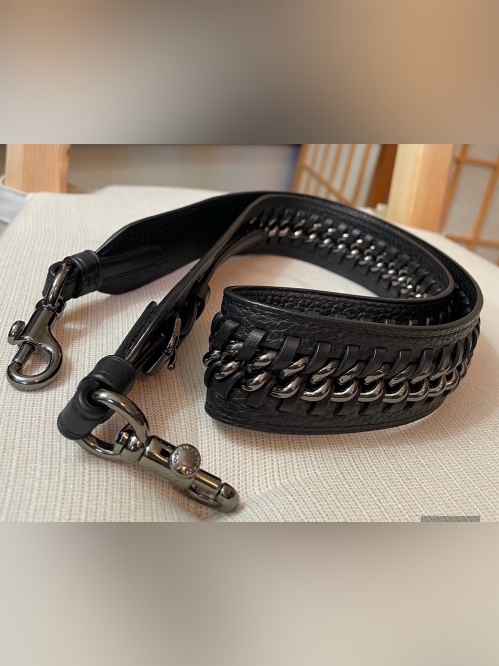 Coach Strap With Chain Detail in Gunmetal/Black - Picture 14 of 17
